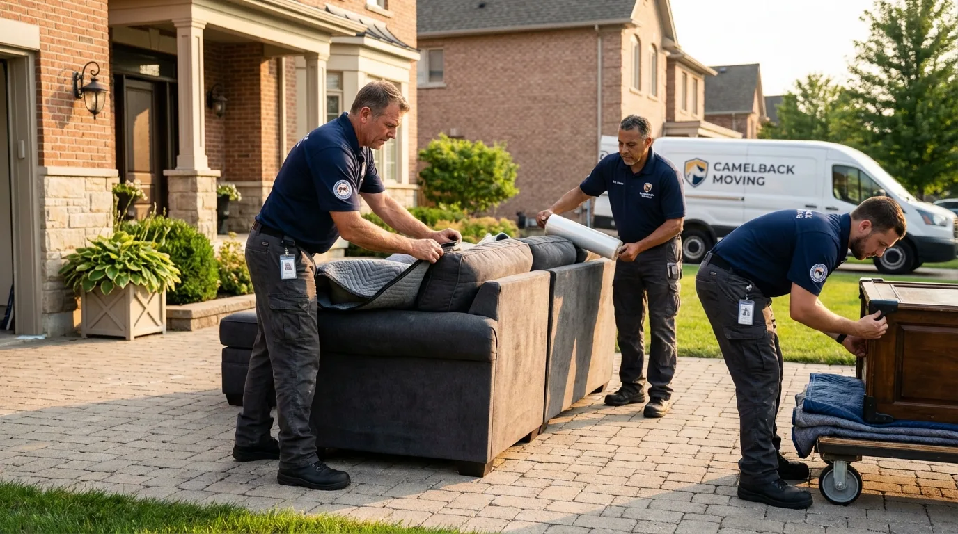 Large estate moving crew wrapping furniture in Weimar, TX